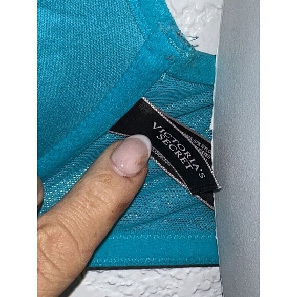 VICTORIA Secret Lace Turquoise Very Sexy Push-Up Bra 32DDD Strapped Back B - Picture 6 of 7